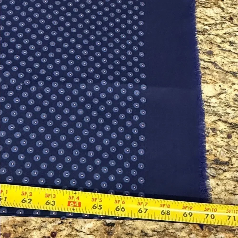Lanvin Paris Navy Blue Dot Print Scarf Wrap 70% Cotton 30% Silk Italy